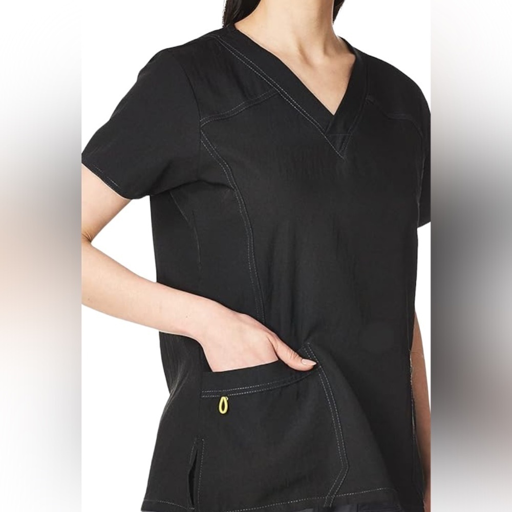 Wonder Wink black plus size stretchy Scrub Top Sz 2X